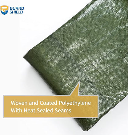 GUARD SHIELD Green Tarp Waterproof 8x8 Feet Medium Duty All Purpose Poly Tarps Cover 7mil