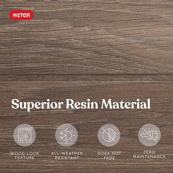 Keter Premium Everwood 30 Gal Outdoor Storage Box and Patio Side Table | Walnut - Image 6