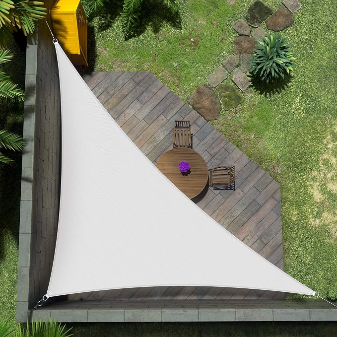 Amgo Custom Size 16' x 16' x 22.6' White Right Triangle Sun Shade Sail UPF50+ by Amgo