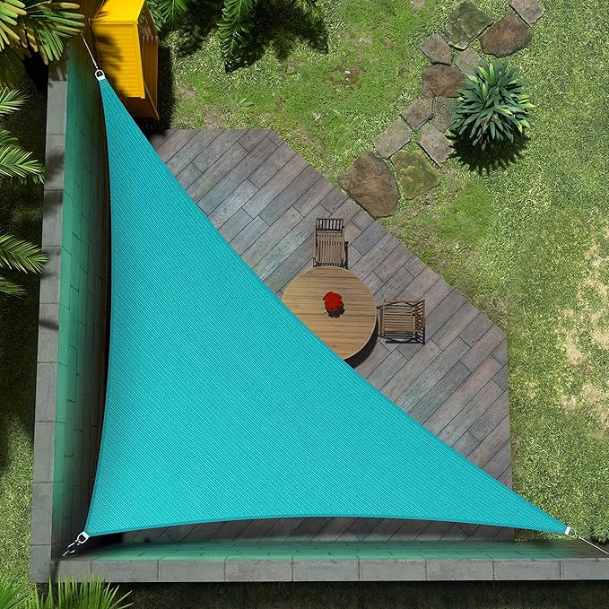 Amgo Custom Size 10' x 17' x 19.7' Turquoise Triangle Sun Shade Sail UPF50+ by Amgo
