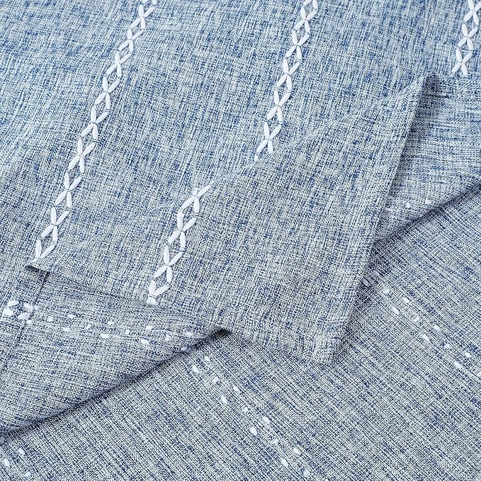 Chassic 60 x 104 inches Farmhouse Style Linen tablecloths, Wrinkle Resistant Washable Dining Room Table Cloths for 6 Foot Rectangle Tables - Blue