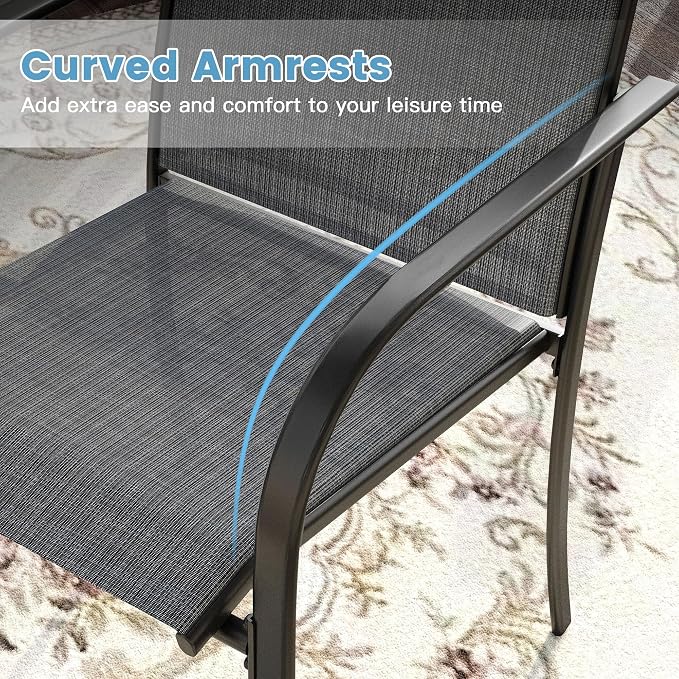 DIFY Patio Dining Chairs Set of 6, Stackable Outdoor Metal Chairs - Image 7