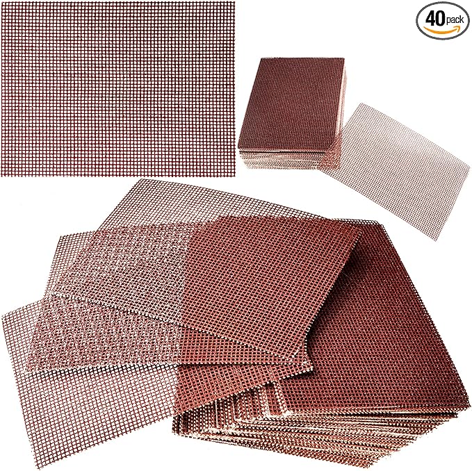 Avant Grub Pro-Grade Grill Screens 40 Pack. Scrub Away Burnt-On Grease & Carbon. Abrasive Mesh Resists Clogging & Wont Damage Cast Iron Cooktops, Restaurant Grills & Stainless Steel Flat Tops.