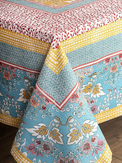 Maison d' Hermine Table Cloth Rectangle Table 100% Cotton 60 x 90 Inches Tablecloth Reusable Decorative Everyday Use for Dining Room, Farmhouse, Home, Party, Festive & Wedding Spring Summer - Marquise