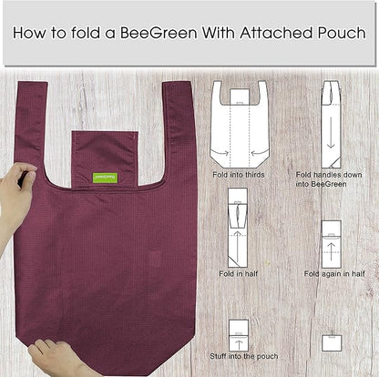 BeeGreen Blue Reusable Grocery Bags Wholesale Royal Reusable Kitchen Bags Bulk Foldable-Machine Washable with Zipper Storage Pouch 50 Packs