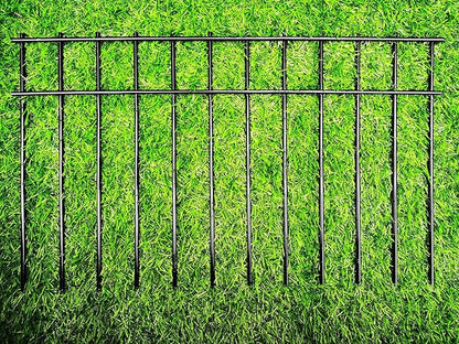 Adavin Small or Medium Animal Barrier Fence, 15 Pack Black 20 In(L)X12 In(H) Dog Digging Fence Barrier, Dog Rabbit Fences Protector,Outdoor Pet Metal Fences Panel Ground Stakes for Yard.Total 25 Ft(L)