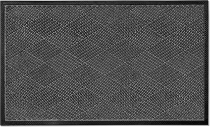 Ecomills Deluxe Diamond Entrance Door Mat, XX-Large Heavy Duty Absorbent Rubber Rug, Charcoal, 4’ X 6’ feet