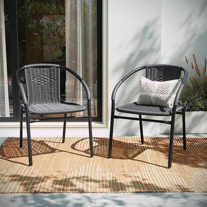 Flash Furniture Lila Modern Rattan Indoor/Outdoor Stackable Dining Chairs - Image 7