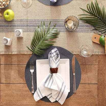 DII PVC Tabletop Collection Woven Indoor/Outdoor, Round Placemat Set, 13.75", Stonewash Blue, 6 Piece