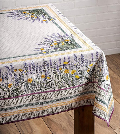 Maison d' Hermine Table Cloth Rectangle Table 100% Cotton 70 x 90 Inches Tablecloth Reusable Decorative for Dining Room, Farmhouse, Home, Party, Festive & Wedding Spring Summer - Fanny Lavender