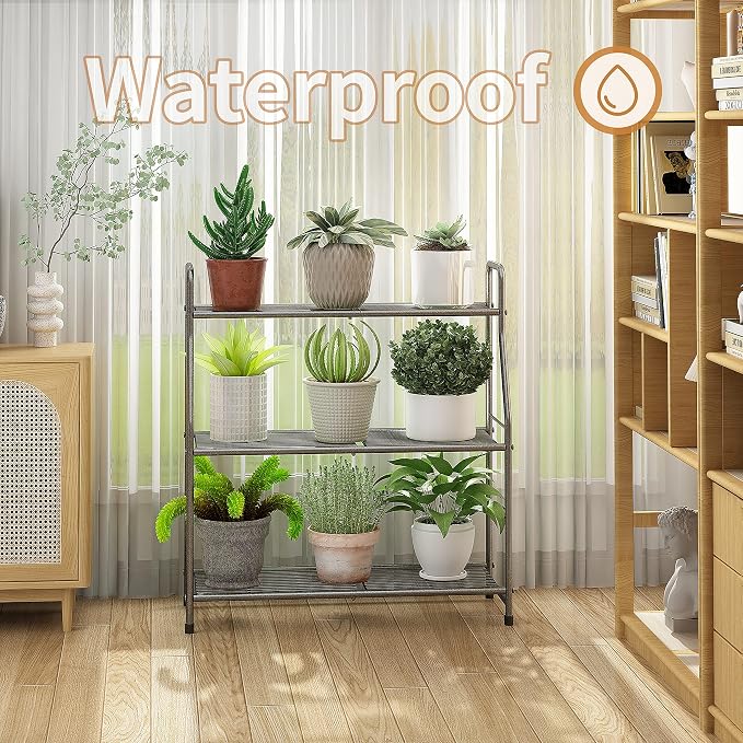 Simple Trending Plant Stand Outdoor Indoor 3 Tier Metal Waterproof Plant Shelf - Image 4
