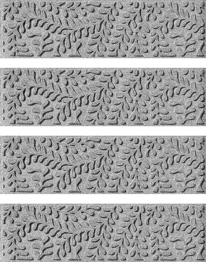 Bungalow Flooring Waterhog Stair Treads (Set of 4) – 8 1/2 x 30 Inches, Durable,Water-Trapping, Indoor/Outdoor Floor Covering, Boxwood Collection – Made in USA, Medium Grey