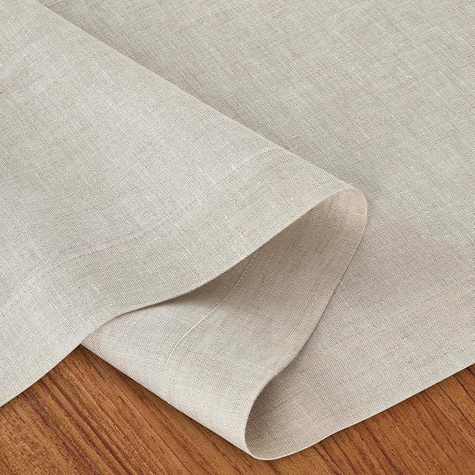 D'Moksha Homes Linen Light Natural Table Runner 144 Inches Long - 100% Pure Linen Extra Long Table Runner 14 x 144 Inch for Valentines, Holiday - Machine Washable