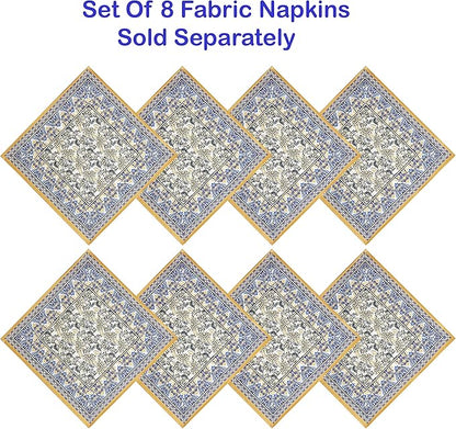 Home Bargains Plus Rectangle Fabric Tablecloth, 60 x 102 Inch, Allure Yellow and Blue Floral Bordered Print, Indoor Outdoor Stain and Water Resistant Table Cloth, Provence French Country