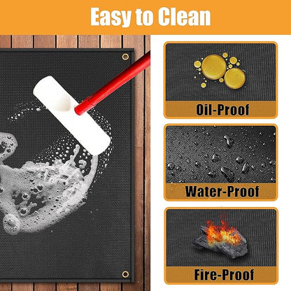 Grill Mats for Outdoor Grills - Fireproof Fire Pit Mat for Outdoor Deck Protector for Fire Pit, Gas, Charcoal Grills, Oil-proof and Waterproof Accessories Compatible with Solo Stove, 48 x 36 in