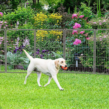 FXW Garden Fence Outdoor for The Yard – 40in(H) x 72.9ft(L) Heavy Duty Metal Animal Barrier for Dog and Rabbit, Decorative Dog Fence, 32 Panels, Silver