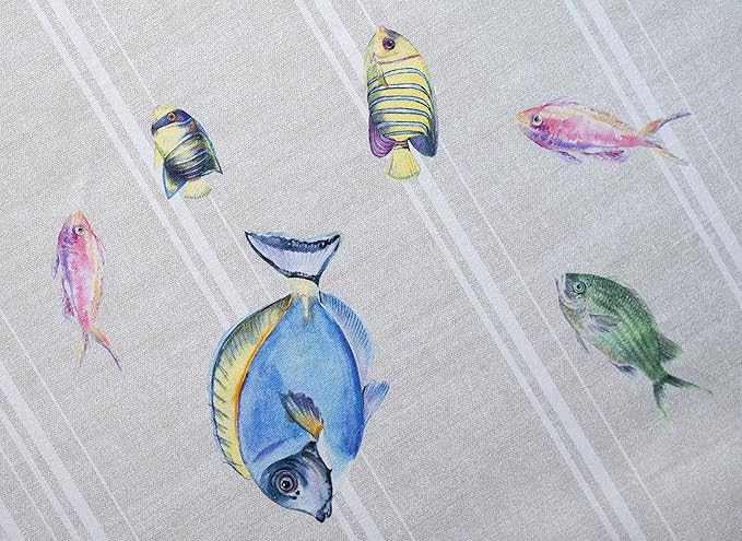 Maison d' Hermine Table Cloth Square Table 100% Cotton 54 x 54 Inches Tablecloth Reusable Decorative Everyday Use for Dining Room, Farmhouse, Home, Party, Festive & Wedding Spring Summer - Poisson