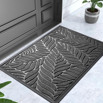 Yimobra Front Door Mat Outdoor Indoor, 29.5x17 All-Season Waterproof Door Mat Outside Entrance, All-Weather Non-Slip Outside Doormat for Garage Patio Entryway, Grey