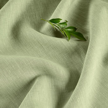 Solino Home Linen Table Runner 108 Inches Long - Athena, 100% Pure Linen Chambray Olive Table Runner 14 x 108 Inch for Dining, Spring, St Patricks Day