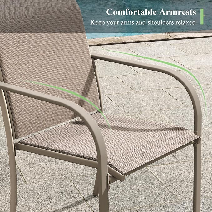 Outdoor Chairs Set of 4, Stackable Patio Dining Chairs - Image 7