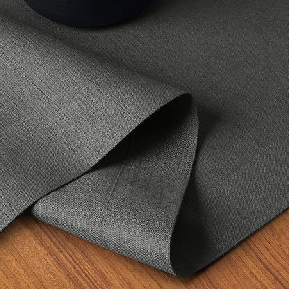 D'Moksha Homes Linen Table Runner 48 Inches - 100% Pure Linen Charcoal Grey Table Runner 14 x 48 Inch for Coffee Tables, Dresser, Winter, Holiday - Machine Washable