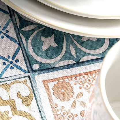 Maison d' Hermine Table Cloth Round Table 100% Cotton 63 Inches Tablecloth Reusable Decorative Everyday Use for Dining Room, Farmhouse, Home, Party, Festive & Wedding Spring Summer - Agrume