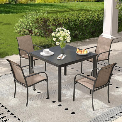 Outdoor Chairs Set of 4, Stackable Patio Dining Chairs - Image 2