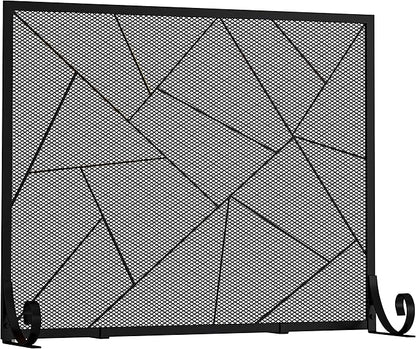 Fire Beauty Fireplace Screen Decorative Mesh Geometric Fire Spark Guard Gate Cover for Home