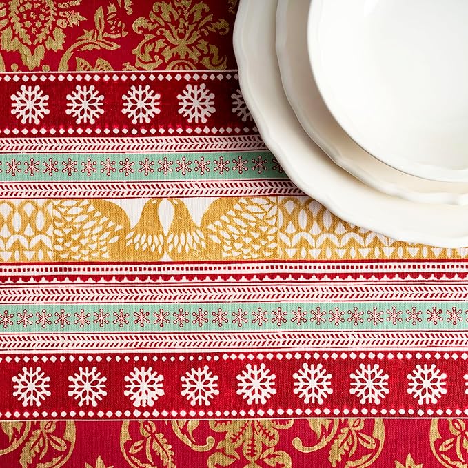 Maison d' Hermine Table Cloth Rectangle Table 100% Cotton 60 x 90 Inches Fall Tablecloth Reusable Everyday Use for Thanksgiving Christmas Decorations Dining Farmhouse Party (Sofia)