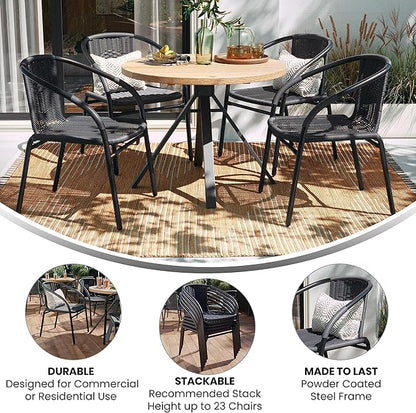 Flash Furniture Lila Modern Rattan Indoor/Outdoor Stackable Dining Chairs - Image 4