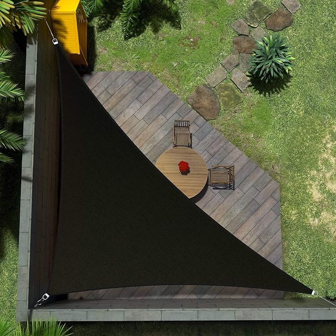Amgo Custom Size 15' x 18' x 23.4' Black Right Triangle Sun Shade Sail UPF50+ by Amgo