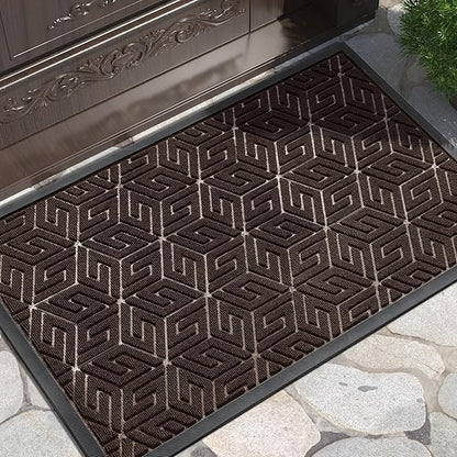 Yimobra Doormat Outdoor Entrance 29.5x17, All-Weather Waterproof Outdoor Mats for Front Door, Non Slip Welcome Door Mat for Patio Proch Outside Entryway Indoor, Brown