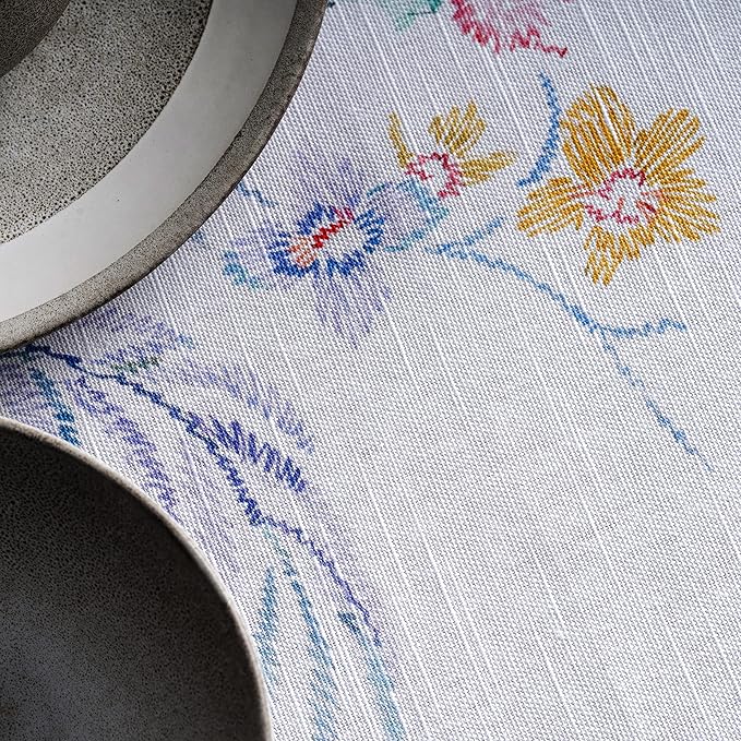 Maison d' Hermine Table Cloth Rectangle Table 100% Cotton 60 x 108 Inches Tablecloth Reusable Decorative for Dining Room, Farmhouse, Home, Party, Festive & Wedding Spring Summer - Paradise Island
