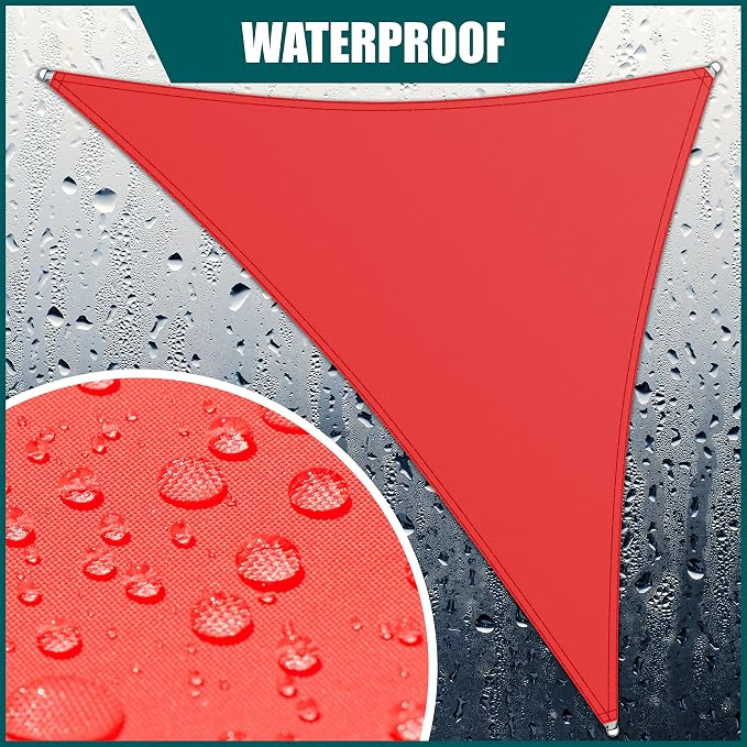 Royal Shade 13' x 13' x 13' Red Triangle Waterproof Sun Shade Sail Order to - Image 2