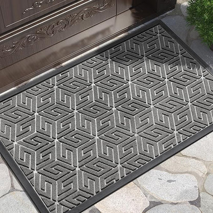 Yimobra Large Door Mat 36x24, All-Weather Waterproof Outdoor Mats for Front Door, Non Slip Rubber Doormat for Patio Proch Outside Entryway Indoor, Gray