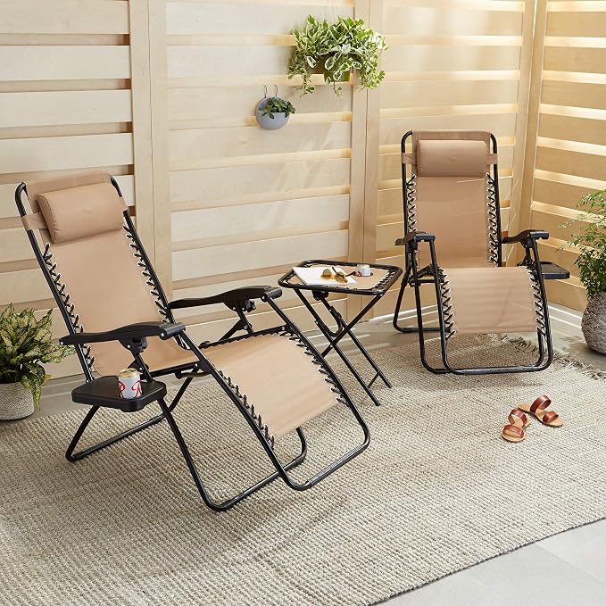 Amazon Basics Outdoor Textilene Adjustable Zero Gravity Folding Reclining - Image 2