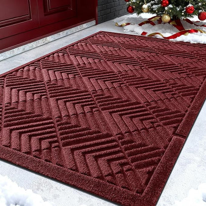 Yimobra Door Mats Outdoor 29.5x17, All-Season Waterproof Outdoor Mats for Front Door Entrance with Drainage Holes, Heavy Duty Non-Slip Doormat for Garage Patio Entryway Indoor, Red
