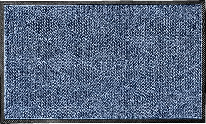 Ecomills Deluxe Diamond Entrance Door Mat, XX-Large Heavy Duty Absorbent Rubber Rug, Blue, 4’ X 6’ feet